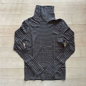 J. Crew tissue crepe turtleneck - navy camel stripe